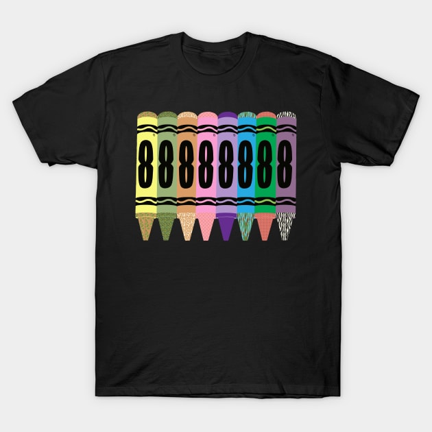 Ocho (8) Pack Crayons T-Shirt by Ocho Hachi